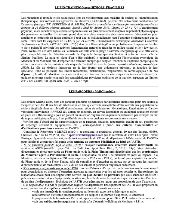 Le BIO-TRAINING© pour seniors fragilisés