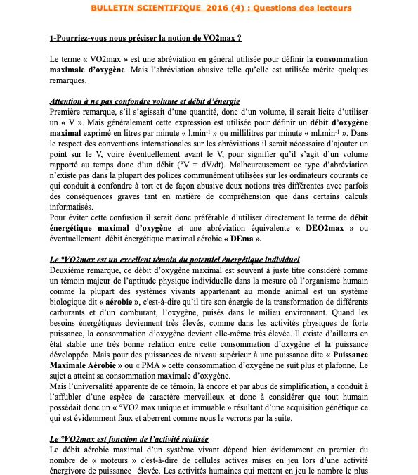 Questions des lecteurs